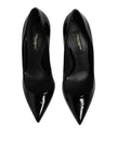 Black Leather Stiletto Heels Pumps Shoes