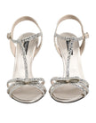 Silver Strass Ankle Strap Heels Sandals Shoes