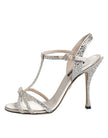 Silver Strass Ankle Strap Heels Sandals Shoes