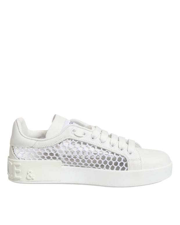 White Mesh Inserts Low Top Sneakers Shoes