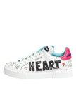 White Leather Graffiti Low Top Sneakers Shoes