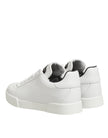 White Leather Lace Up Low Top Sneakers Shoes