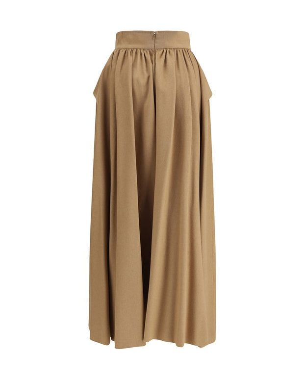 Beige Camel Hair  Midi Skirt
