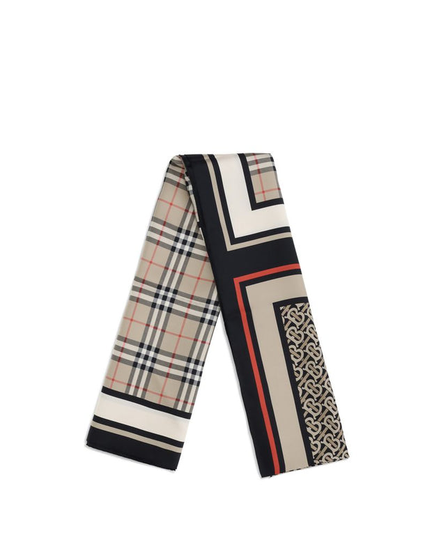 Print collage silk Scarf