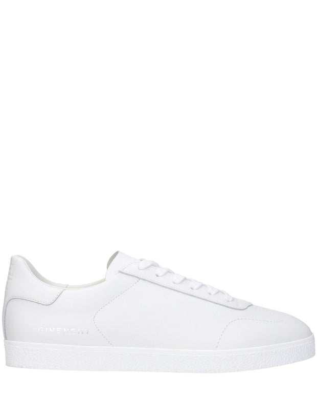 White Leather Low Top Sneakers