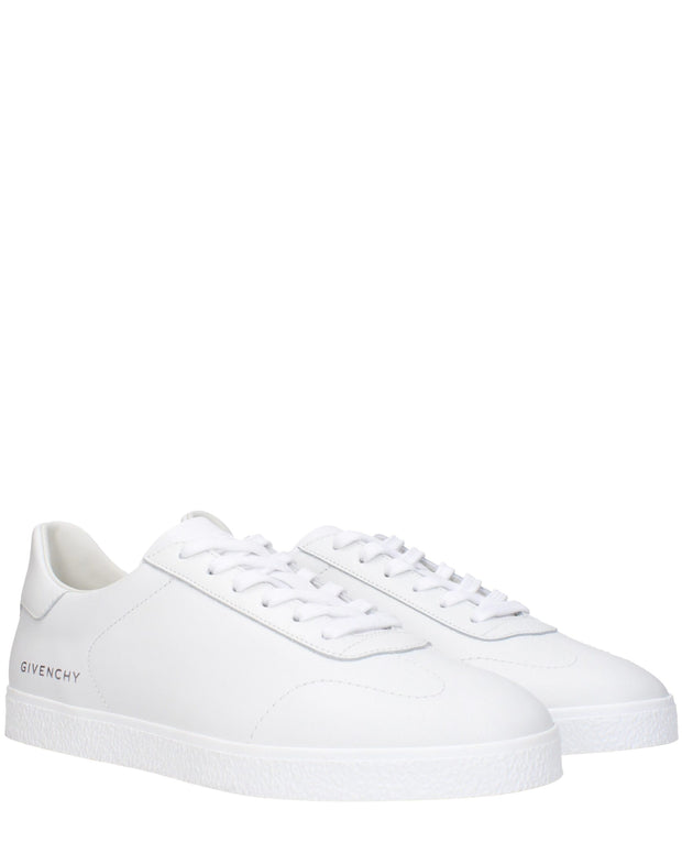 White Leather Low Top Sneakers