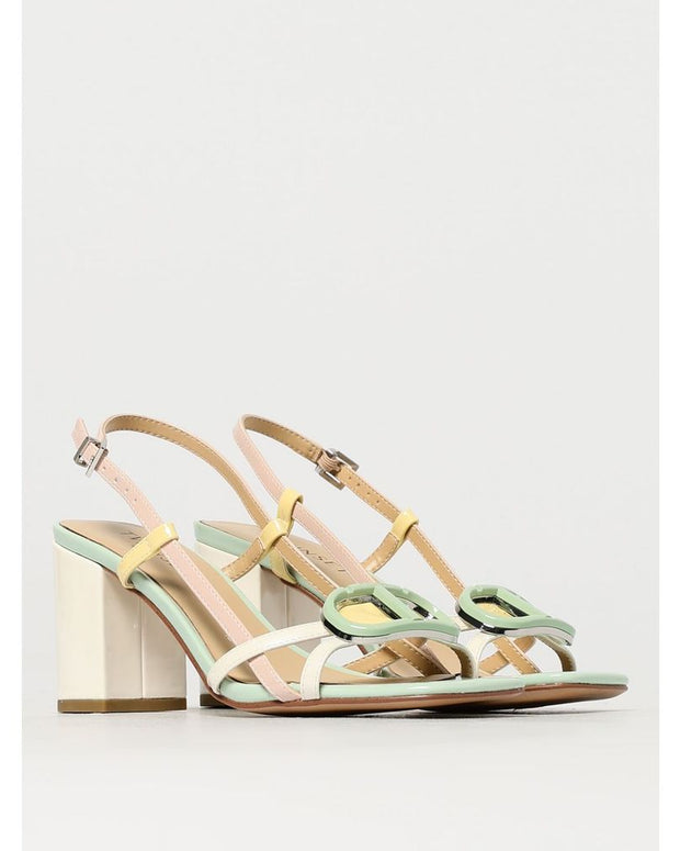 Blue Patent Leather Stiletto Heels Sandal
