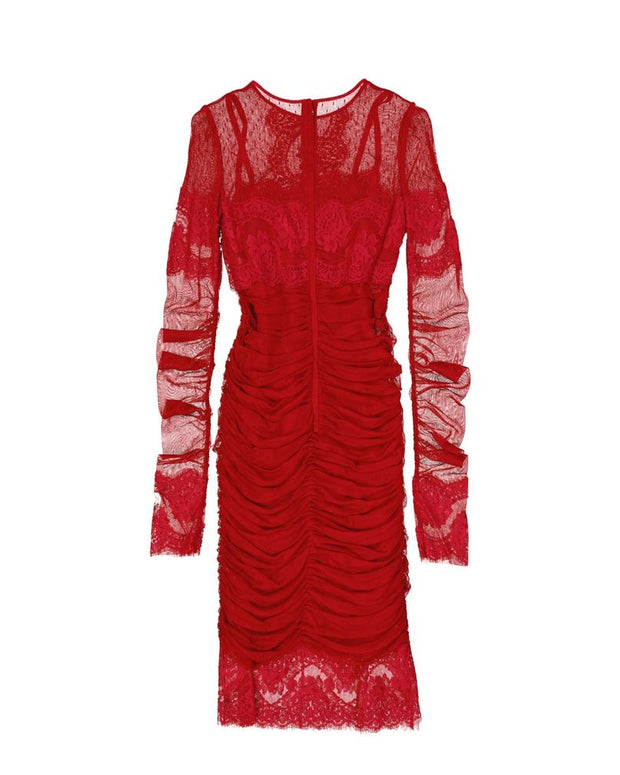 Lace Rouches Dress