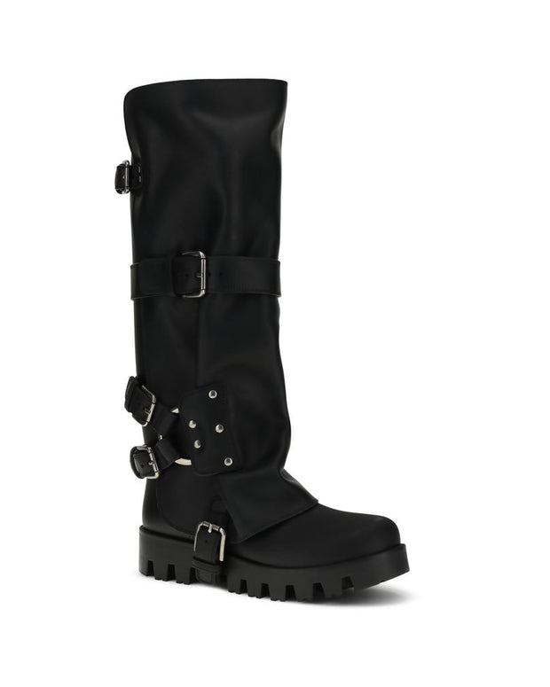 Rubber and leather high Boots