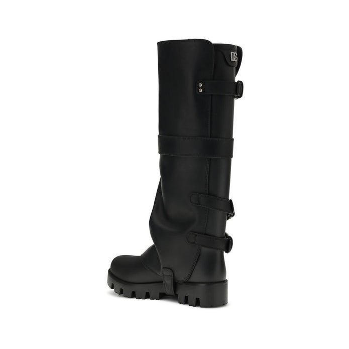 Rubber and leather high Boots