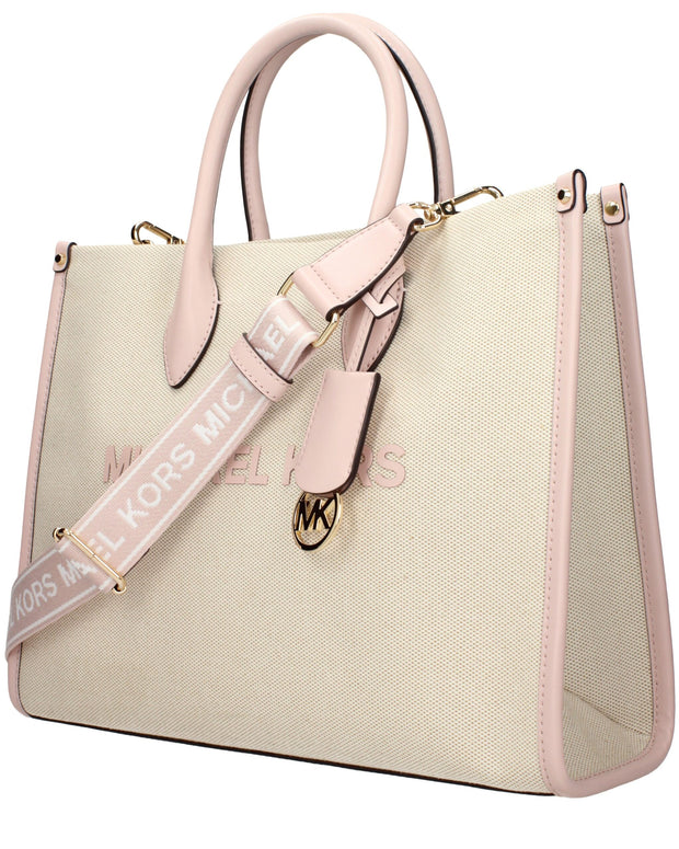 Beige Fabric Handbags