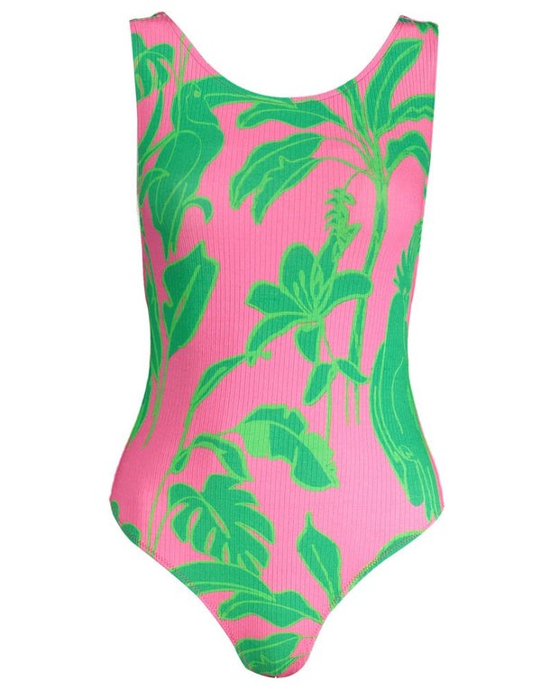 Pink Elastane Bodysuit