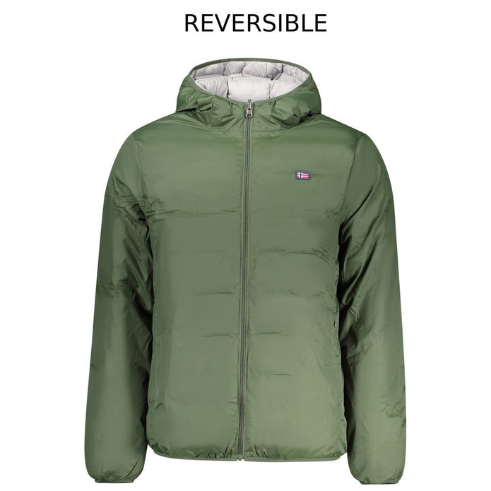 Green Polyester Men's Reversible Jacket