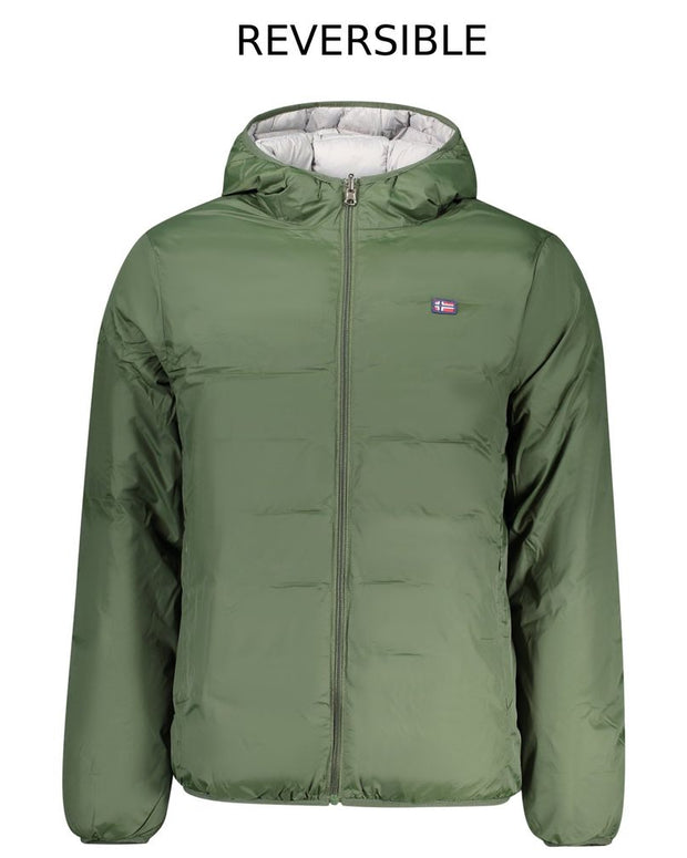 Green Polyester Men's Reversible Jacket