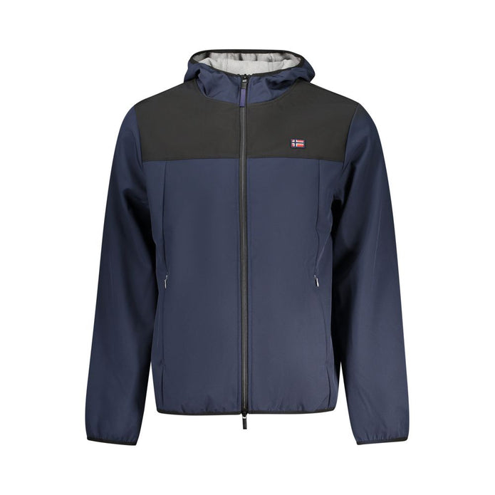 Blue Polyester Men Jacket