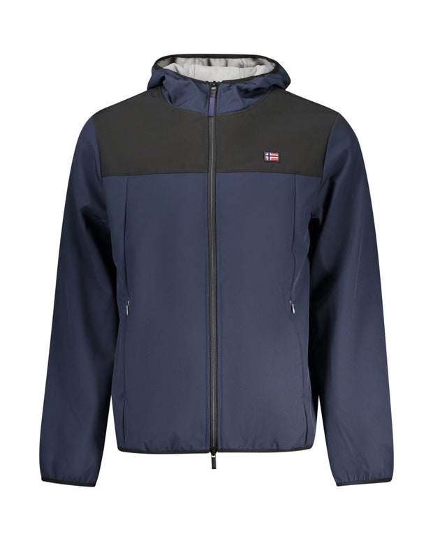 Blue Polyester Men Jacket