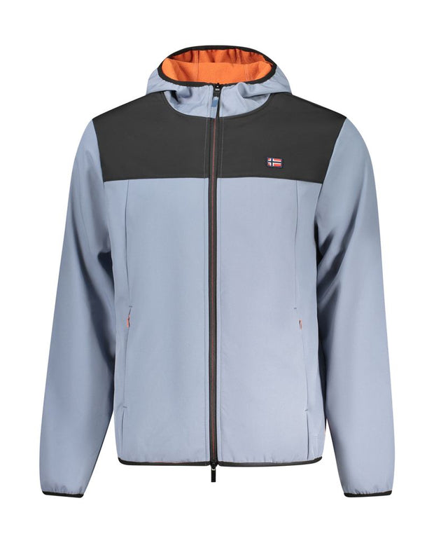 Blue Polyester Men Jacket