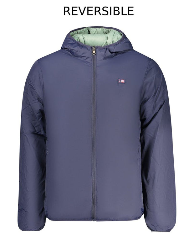 Blue Polyester Men Jacket