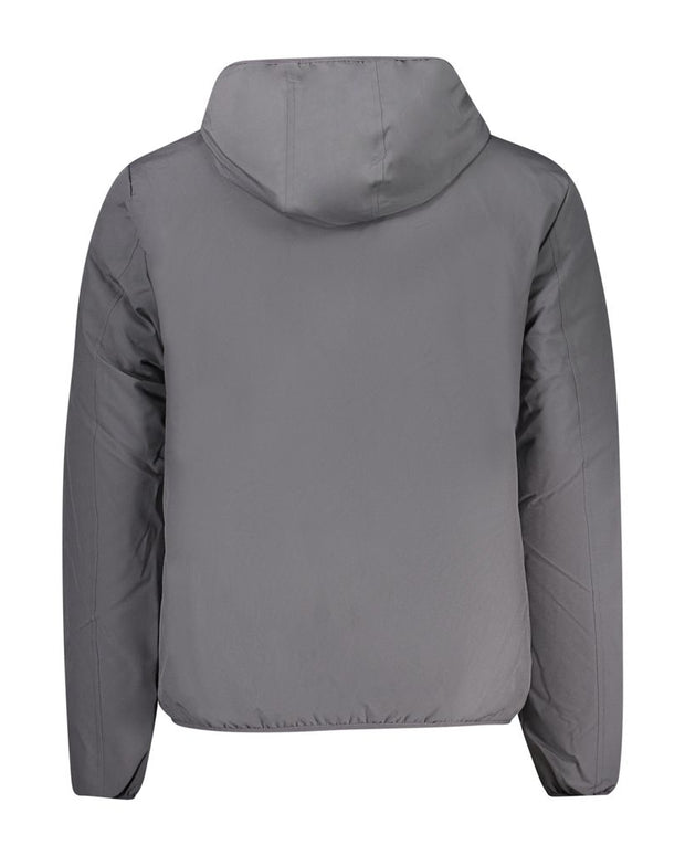 Gray Polyester Men Jacket