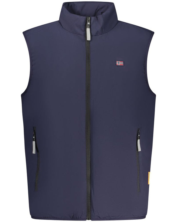 Blue Polyester Men Jacket