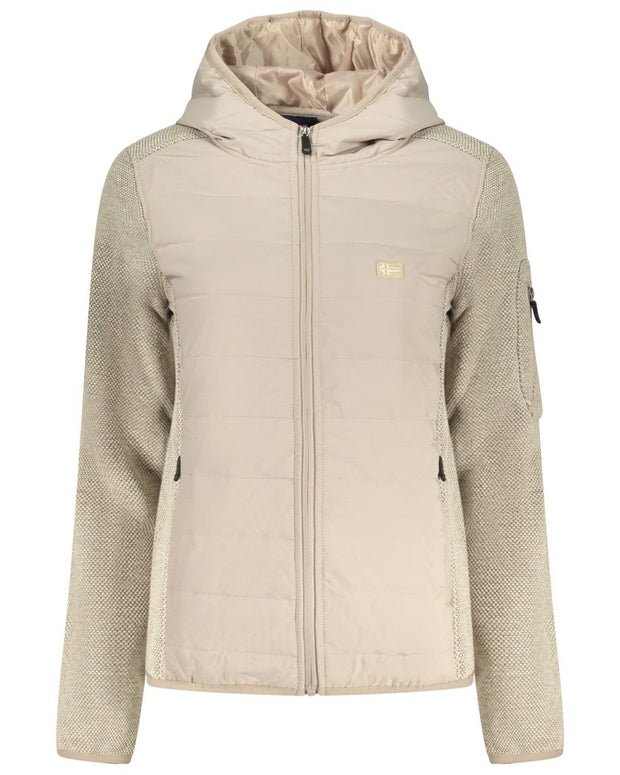 Beige Polyester Women Jacket