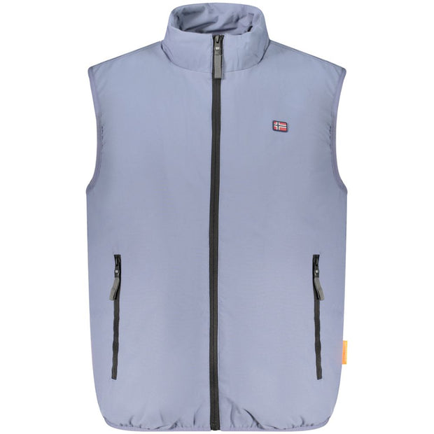 Blue Polyester Men Jacket