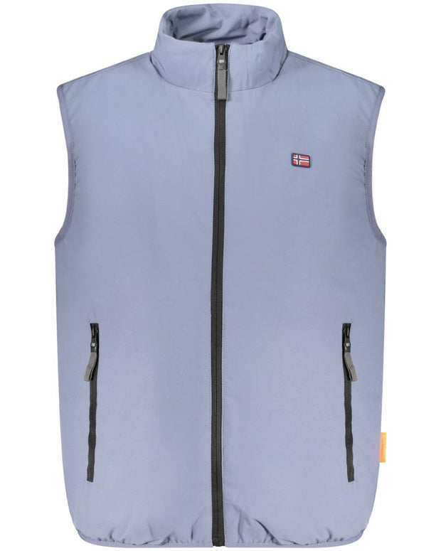 Blue Polyester Men Jacket