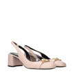 Pink Leather Mid Heel Pumps