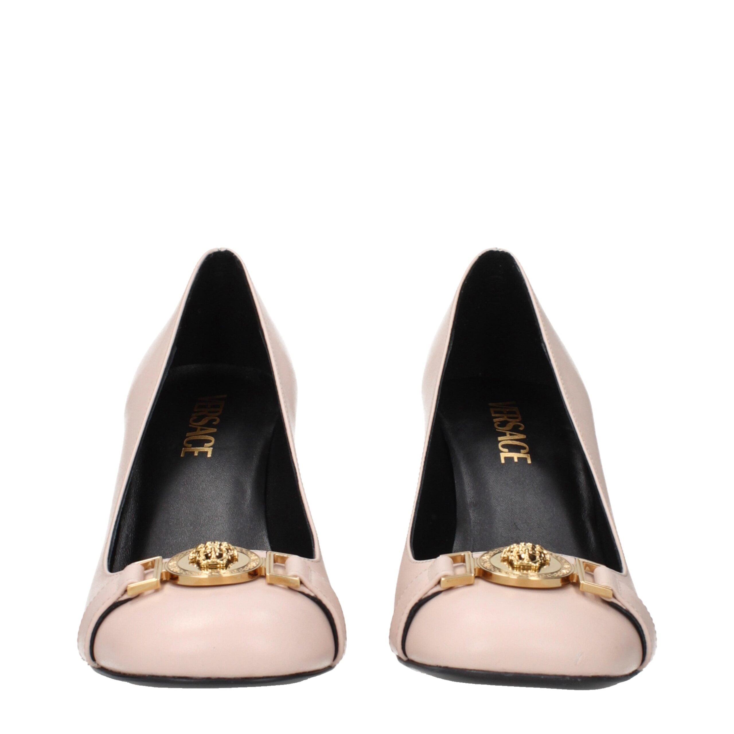 Pink Leather High Heel Pumps