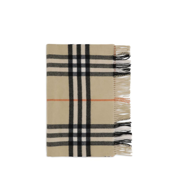 Wide Check Cashmere Scarf