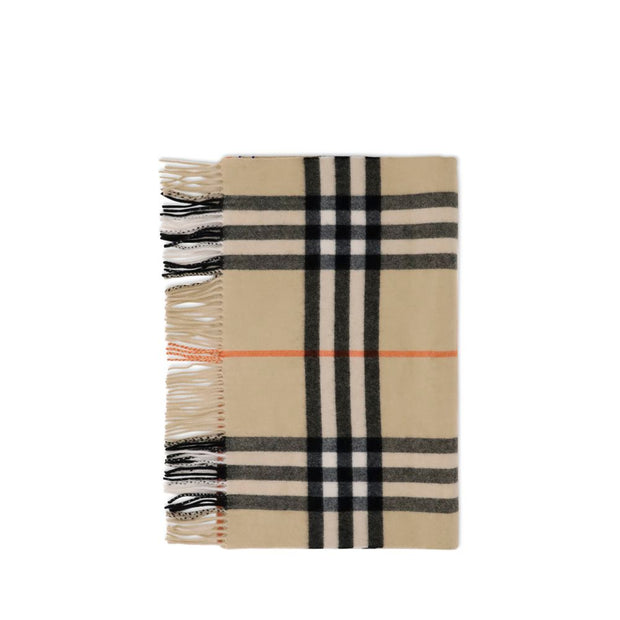 Wide Check Cashmere Scarf