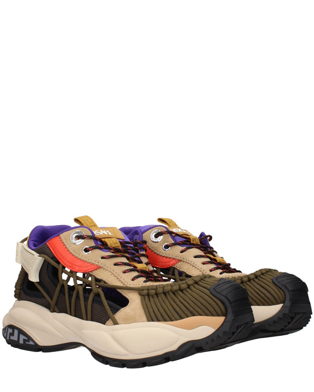 Beige Leather Athletic Sneakers