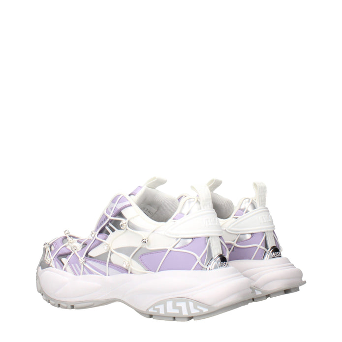 White Fabric Chunky Sneakers