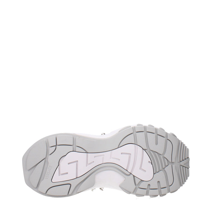 White Fabric Chunky Sneakers