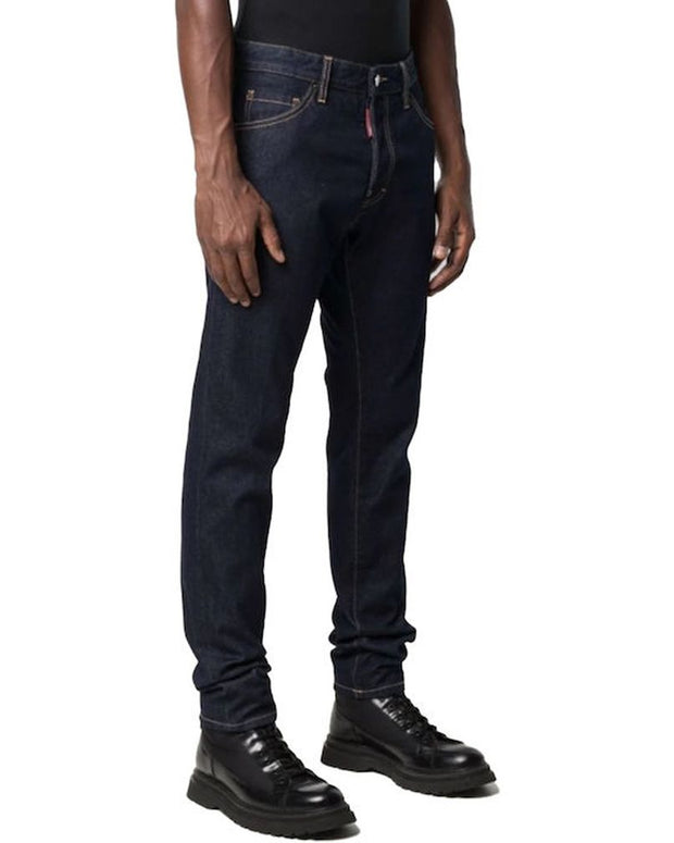 Blue Cotton Straight-Leg Jeans