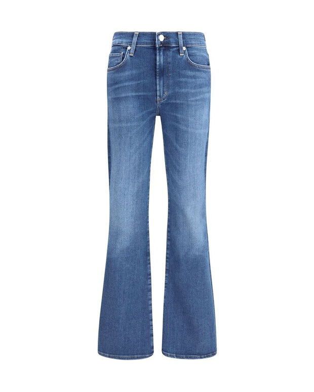 Blue Cotton Flared Jeans