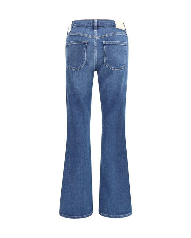 Blue Cotton Flared Jeans