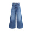 Blue Cotton Cropped Jeans