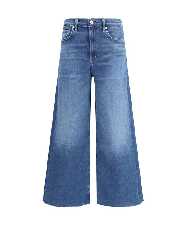 Blue Cotton Cropped Jeans