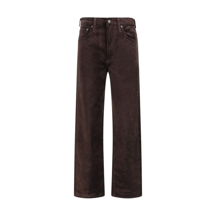 Brown Cotton Straight-Leg Jeans
