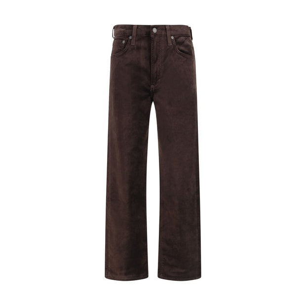 Brown Cotton Straight-Leg Jeans
