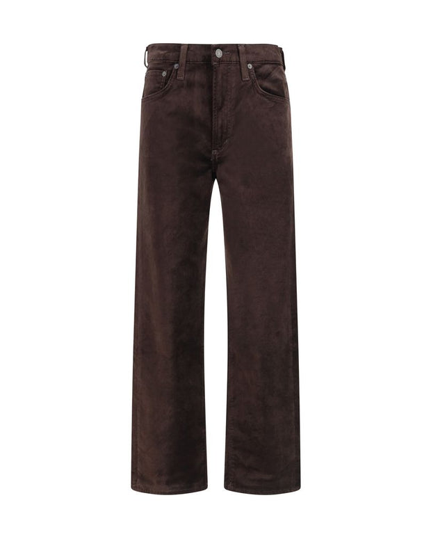 Brown Cotton Straight-Leg Jeans