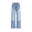 Blue Cotton Straight-Leg Jeans