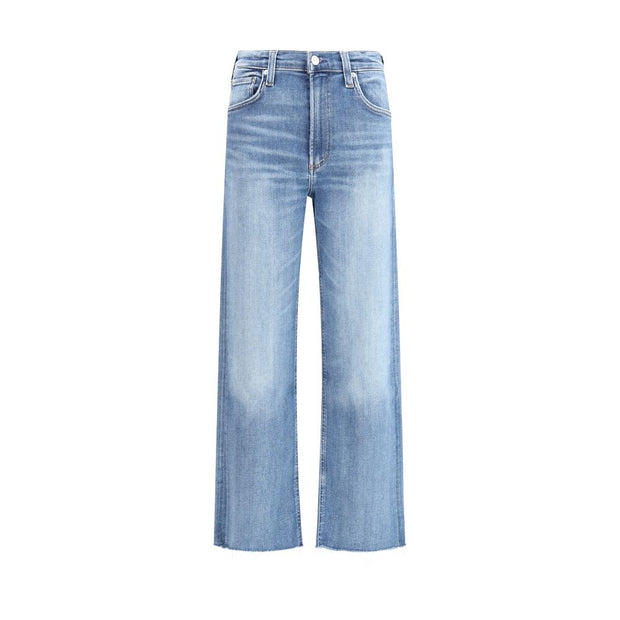 Blue Cotton Straight-Leg Jeans