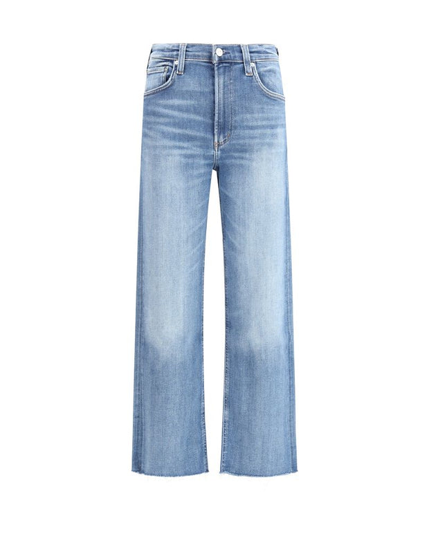 Blue Cotton Straight-Leg Jeans