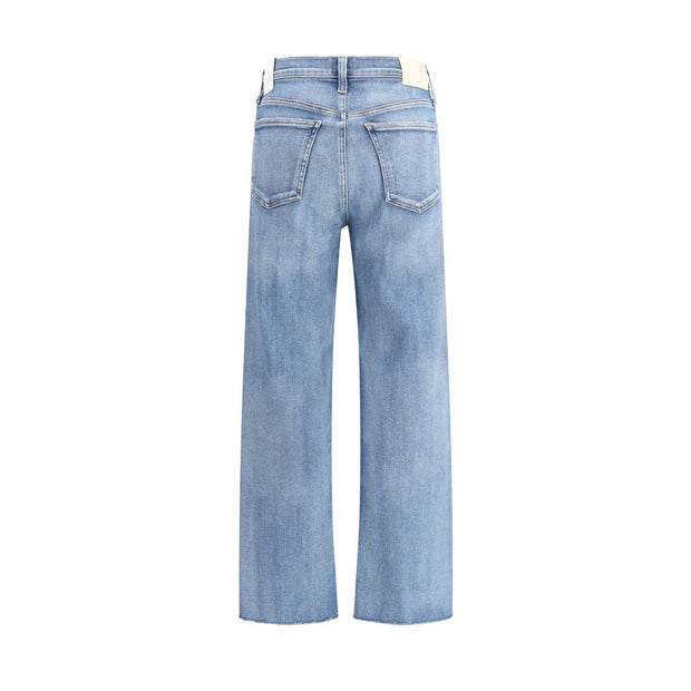 Blue Cotton Straight-Leg Jeans