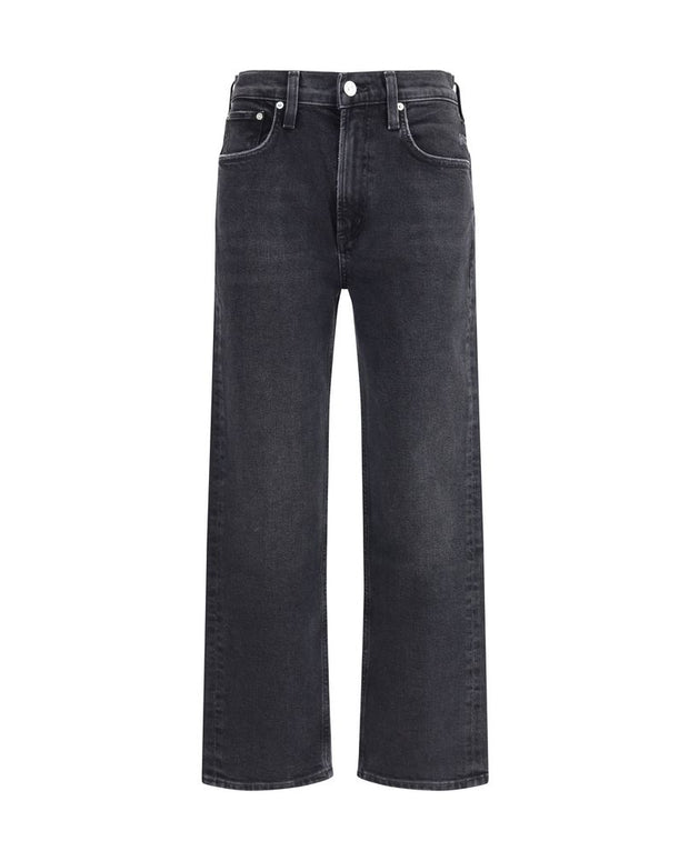 Blue Cotton Straight-Leg Jeans
