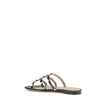 Black Calf Leather Bos Taurus Flat Sandals