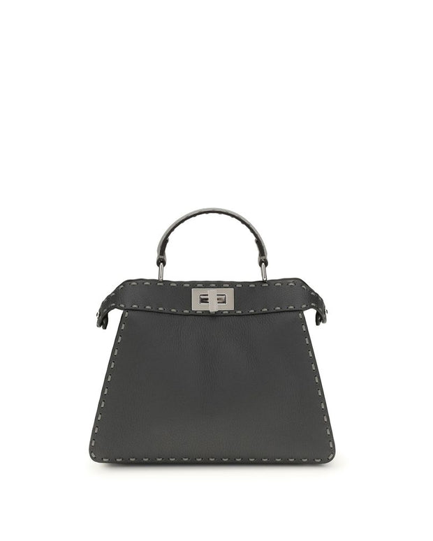 Gray Leather Shoulder Bag