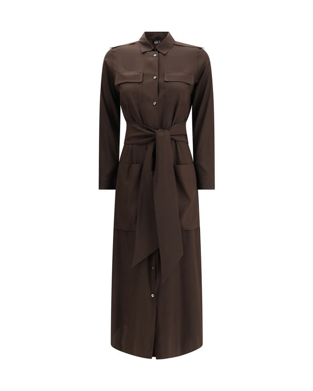 Brown Silk Casual Dress